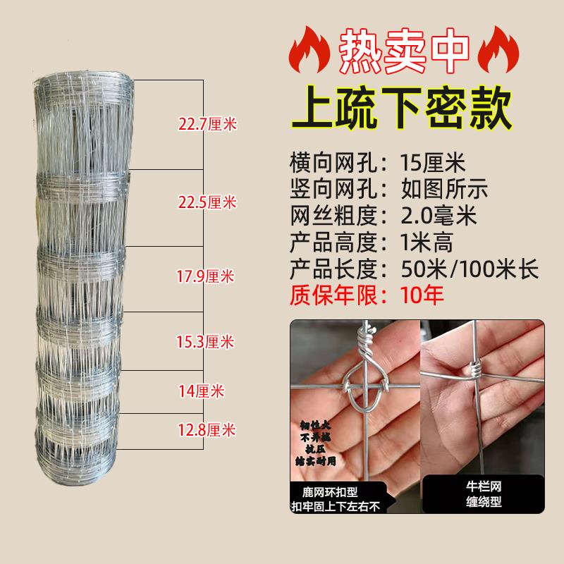热镀锌铁丝网防锈牛栏网圈地钢丝网拦牛羊果园防护网养殖网围栏网