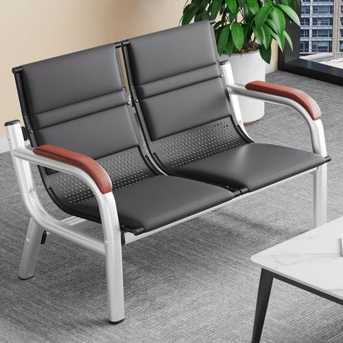 办公沙发茶几组合三人位连排椅接待沙发铁架候诊排椅等候椅长条椅