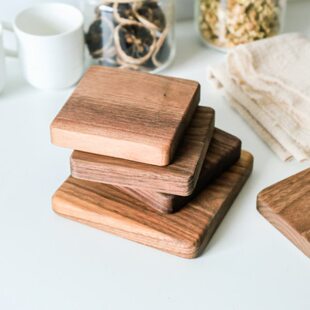 杯托垫杯垫碗餐具实木黑胡桃厨房 方形手工隔热垫茗茶垫垫上木