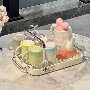 乔迁新居送人 客厅茶几高档陶瓷杯架茶具喝水杯子家用待客水具套装