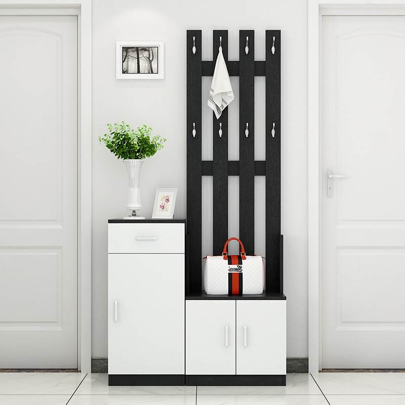 入户门鞋柜带挂衣架一体落地客厅家用进门玄关门置物架衣帽架
