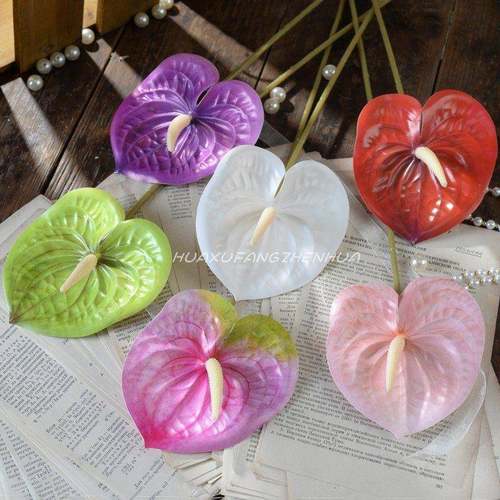 仿真花单支3D红掌白掌家居插花花材手感软胶鹅掌装饰摆件拍摄道具