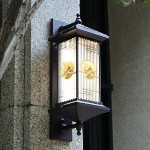 新中式 大门两侧太阳能壁灯防水外墙灯花园别墅庭院灯户外柱子壁灯