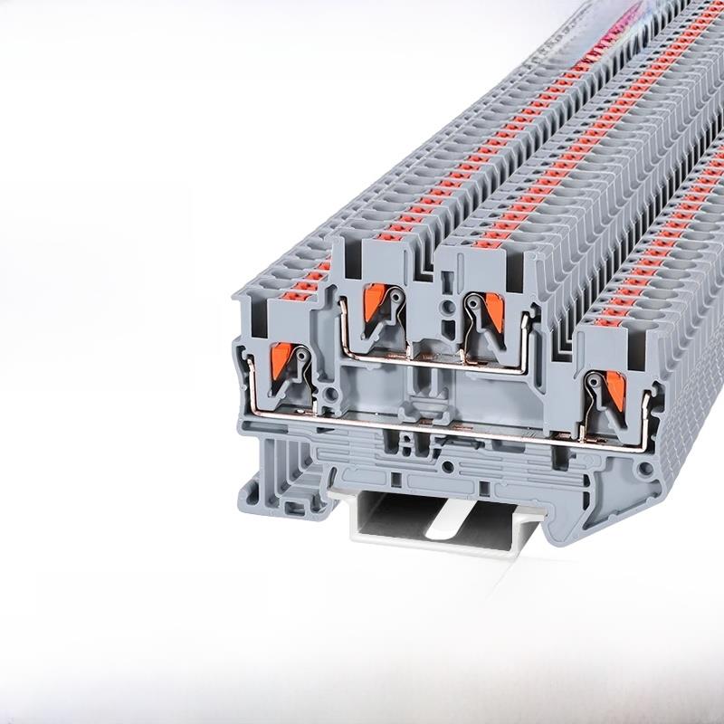 PTTB2.5双层快速接线端子排PTTB2.5-PE-PV上下互联弹簧插拔直插式