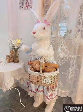 彷真兔子模型工具兔元宝兔站立大兔子玩偶摆件人偶兔照相装饰道具
