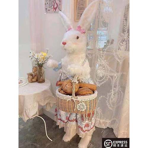 彷真兔子模型工具兔元宝兔站立大兔子玩偶摆件人偶兔照相装饰道具