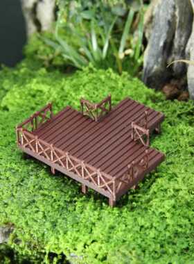 古风小平台钓鱼台栈台栈道3D打印古风建筑假山水陆缸沙盘造景摆件
