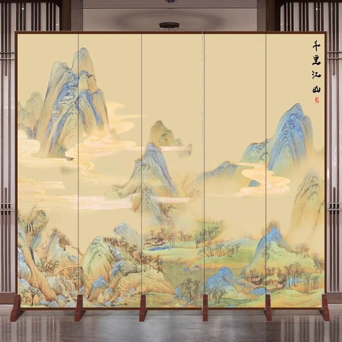 新中式屏风隔断客厅简易可折叠移动入户正对门客厅玄关遮挡隔板