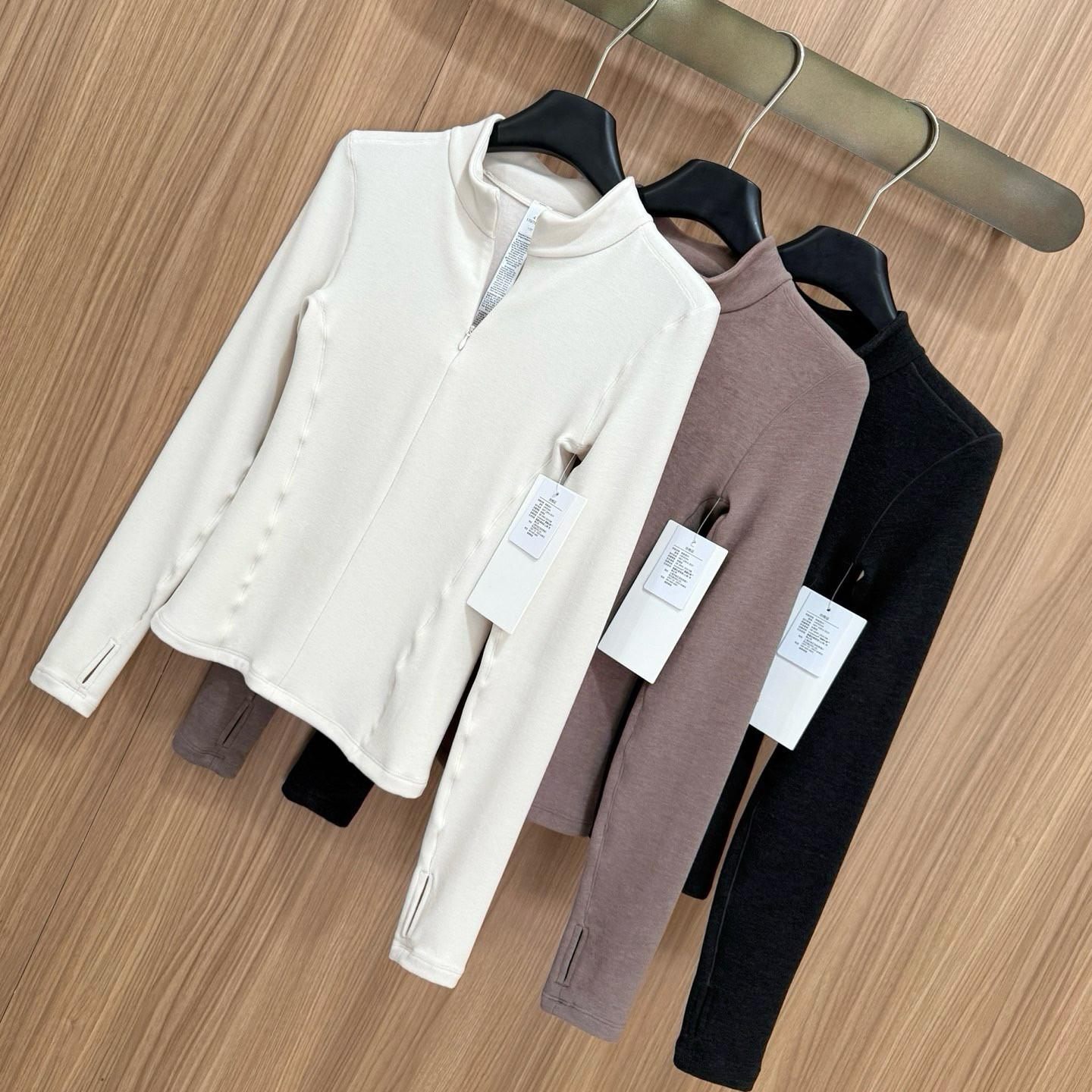 SYARURU RuIu runing半高领半拉链羊绒桑蚕丝混纺运动长袖上衣女