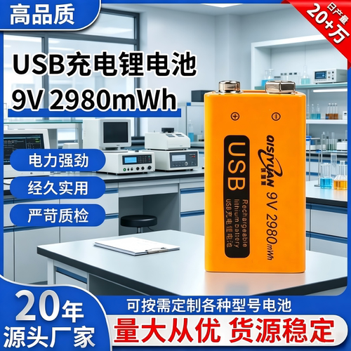 9v锂电池充电方块方形万用