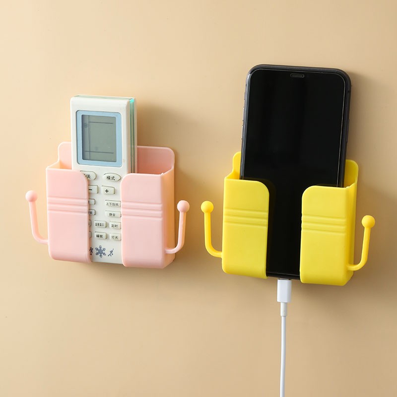 壁挂手机支架电视收纳盒床头墙壁手机充电支架置物挂架放置遥控器