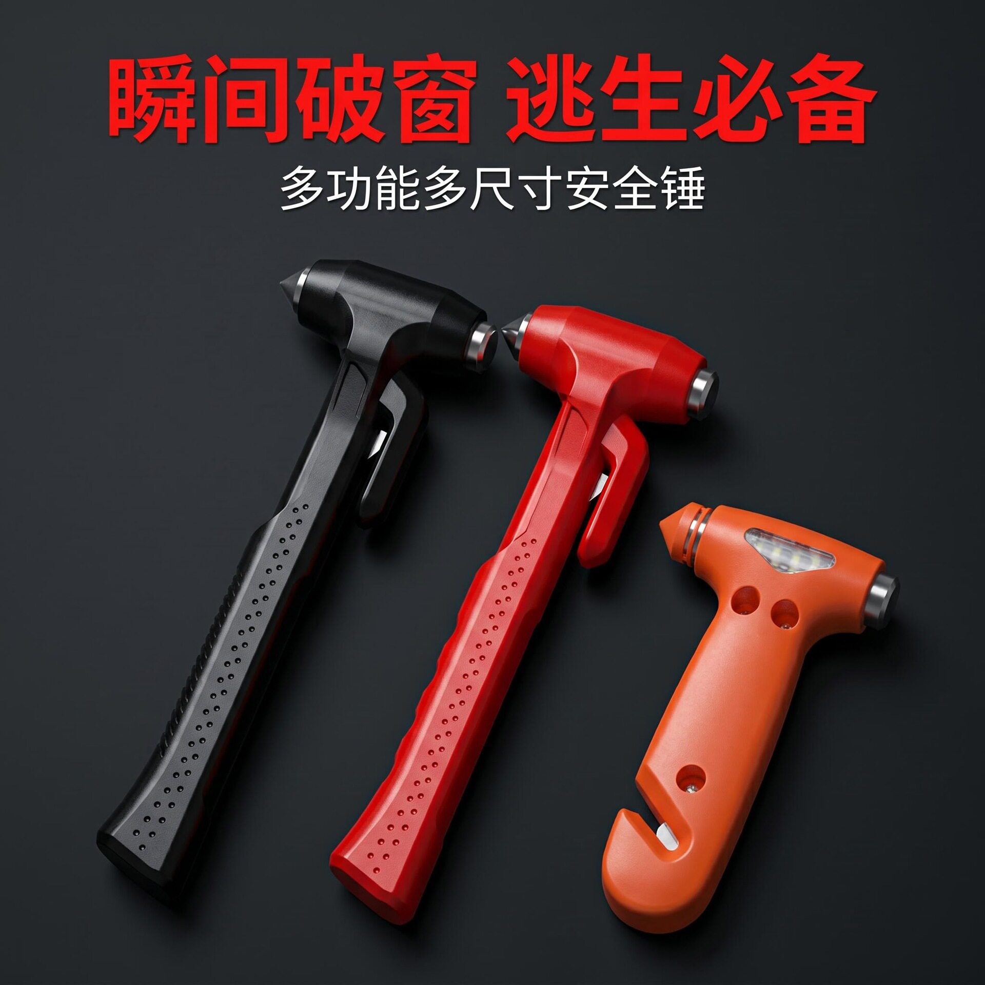 车载安全锤长柄汽车救生锤公交车大巴车消防应急破窗锤破窗器厂家