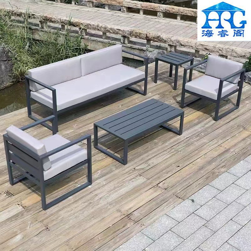 户外休闲铝合金沙发茶几组合 庭院三人花园民宿家具 露天防水座椅