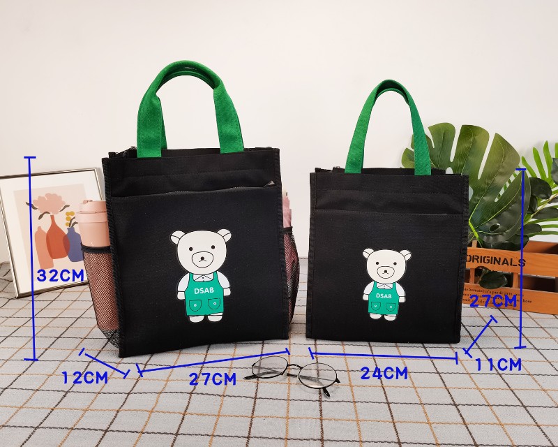 新款可爱卡通书袋补习包装书手拎袋学生大容量饭盒袋带饭便当包