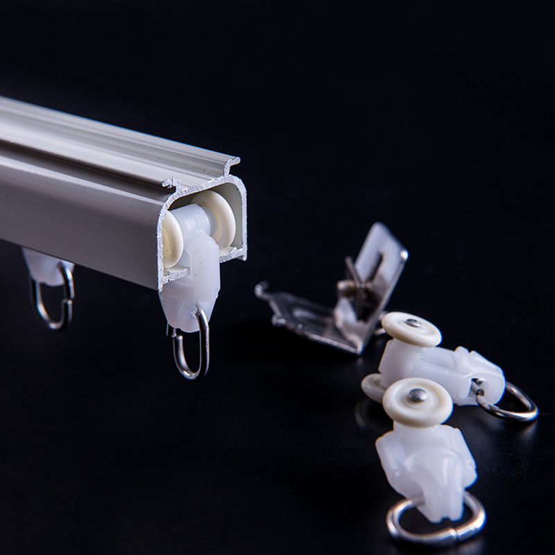 窗帘轨道顶装暗装直轨滑轮静音暗轨挂钩滑道滑轨侧装单轨轨