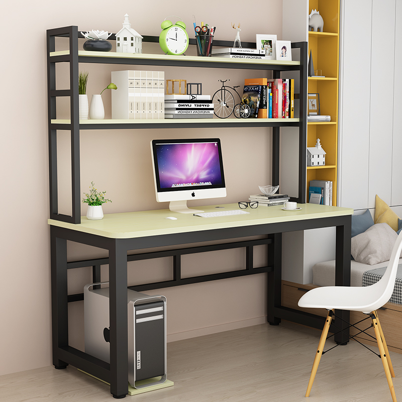 台式电脑桌人书桌书架家用学生学习桌书柜一体写字桌子