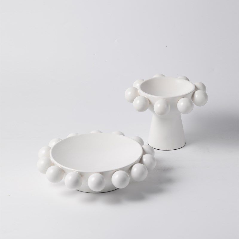 现代样板间软装饰品茶几桌面摆设黑白陶瓷脚果盘点心盘,家居饰品,装饰摆件,淘宝优惠券,粉丝福利购,淘宝优惠卷