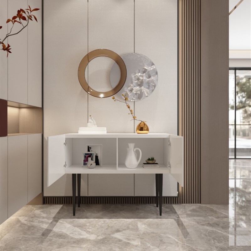 入户玄关装饰柜过道柜展示柜高脚贝达黑色柜现代正对门玄关台