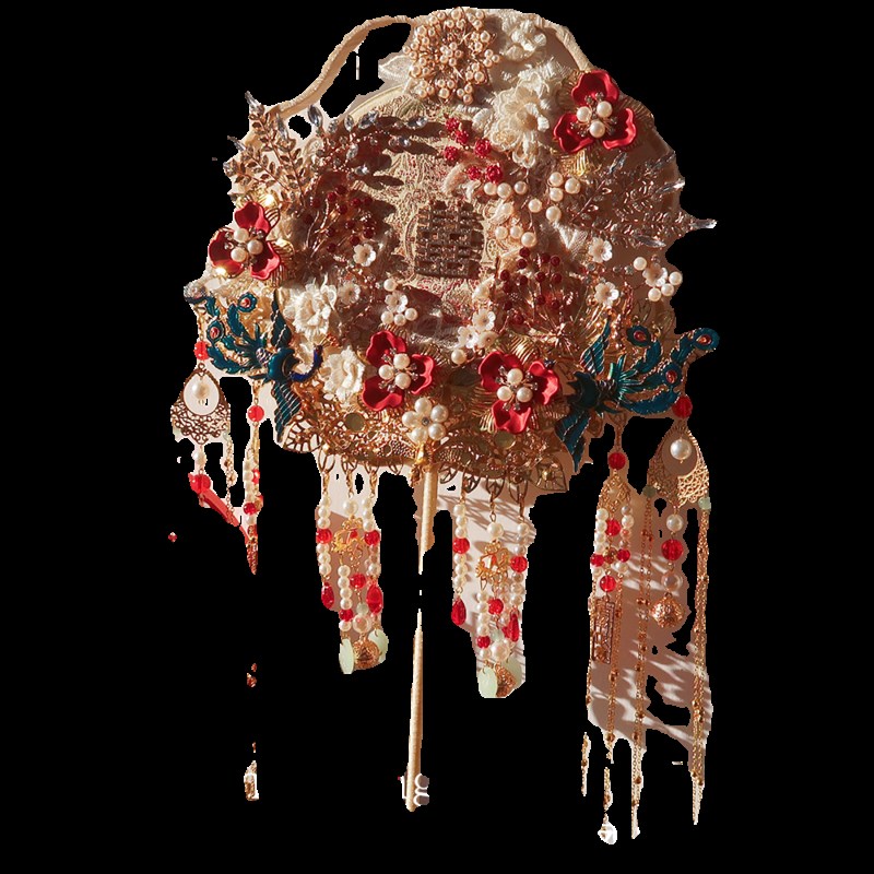 团扇diy材料包新娘结婚出嫁接亲扇子古风重工秀禾服婚礼中式婚扇