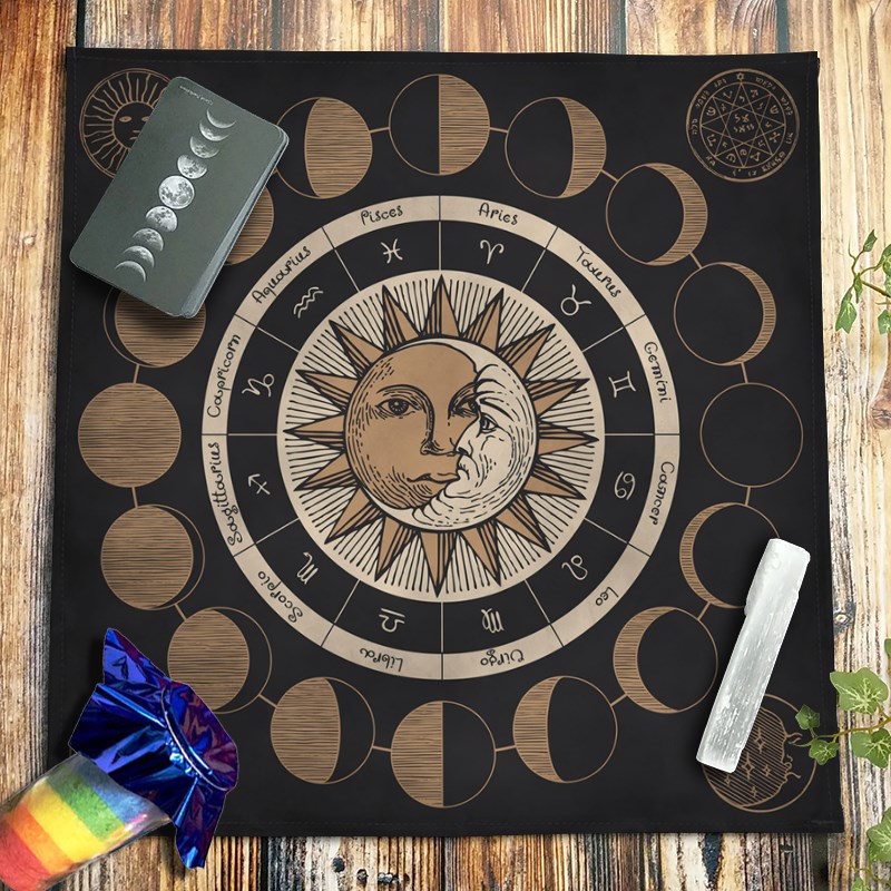 定制绒布月相星座塔luo牌桌布trot塔牌布推牌布祭坛仪式布背景布