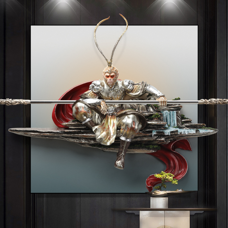 玄关装饰画客厅墙壁画餐厅齐天大圣立体浮雕画过道走廊孙悟空挂画图片