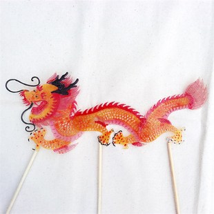 皮影戏道具动物龙人偶工艺礼品摆饰 活动 带操作杆面 戏剧布景 配