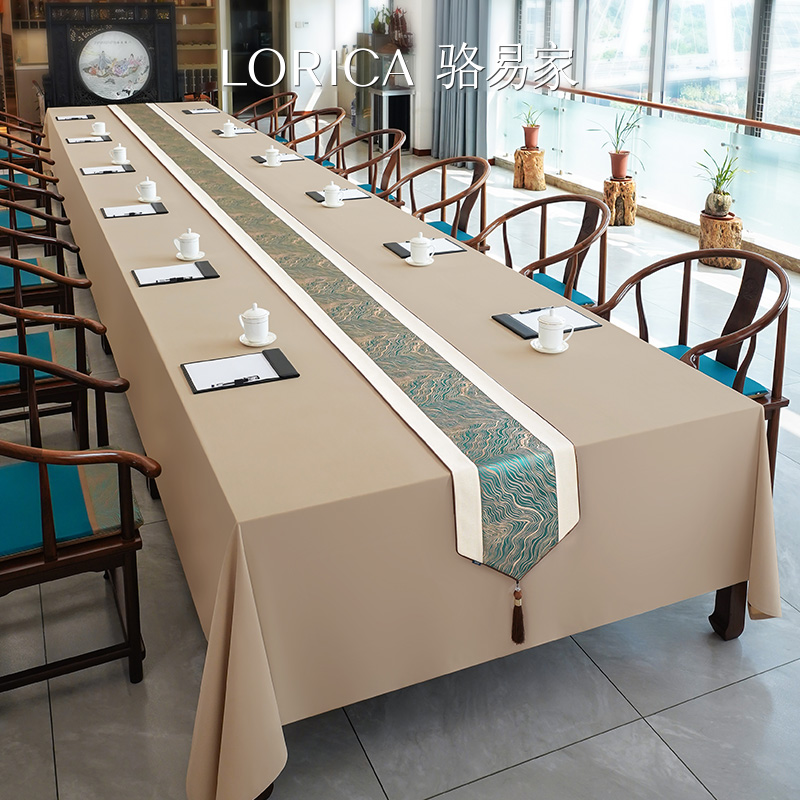 骆易家防水会议桌桌布商务会议室高级台布长方形餐桌布茶桌布定制