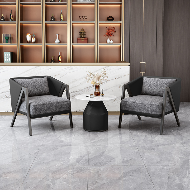 现代单人样品屋展示中心谈判桌椅阳台酒店客房前台会客接待洽谈沙