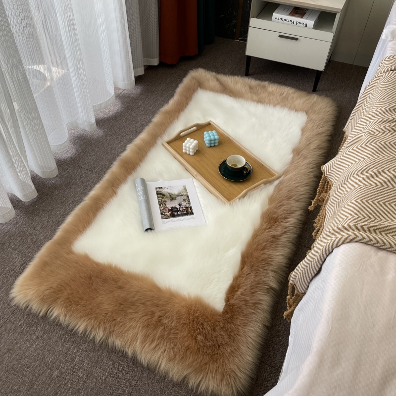 新款回形仿羊毛加厚卧室床边毯时尚飘窗阳台长毛客厅茶几地垫