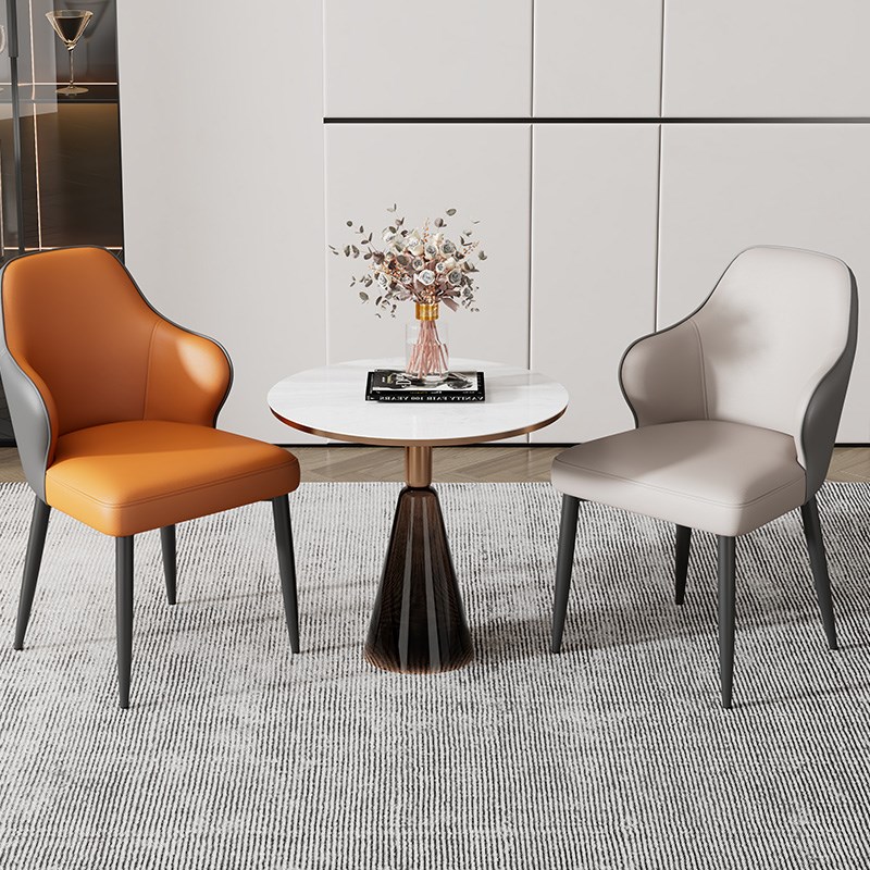 现代餐桌椅子餐厅意式软包靠背咖啡休闲奶油风餐椅家用