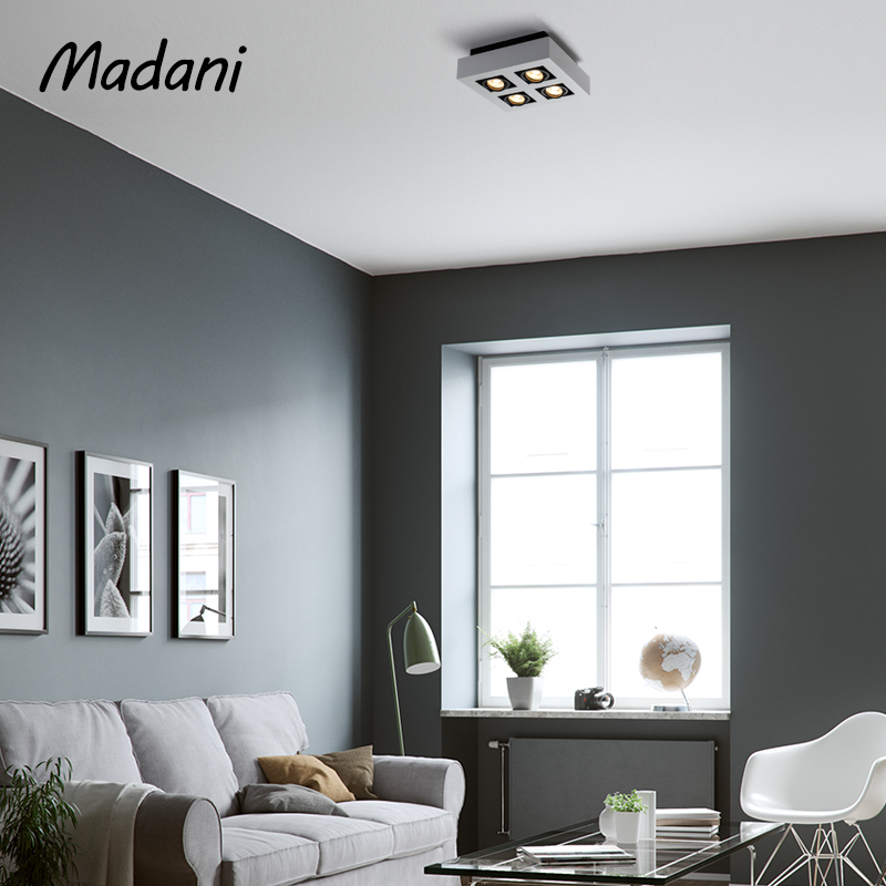 麦丹妮 无灯客厅led射灯明装头四头方形家用现代卧室灯具