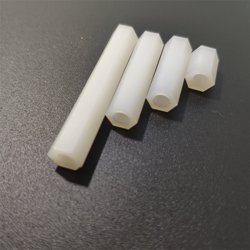 M4白色六角平头隔离柱尼龙柱HTP双通垫高柱支撑塑料间隔柱1千只