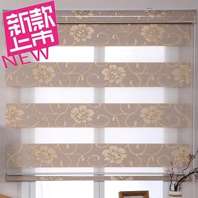 免打孔电动遮光卷帘双层升降百叶窗帘客厅餐厅卧室阳台卫生间防水