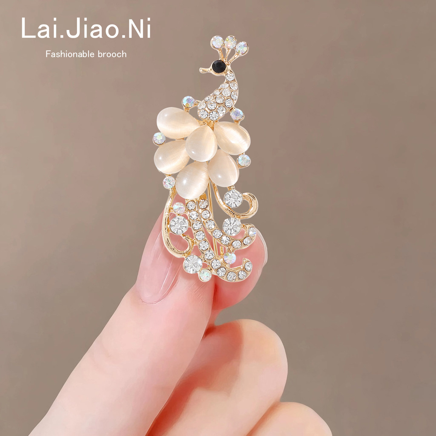 水钻猫眼石孔雀胸针女高档时尚西装毛衣胸花气质配饰衣服点缀饰品