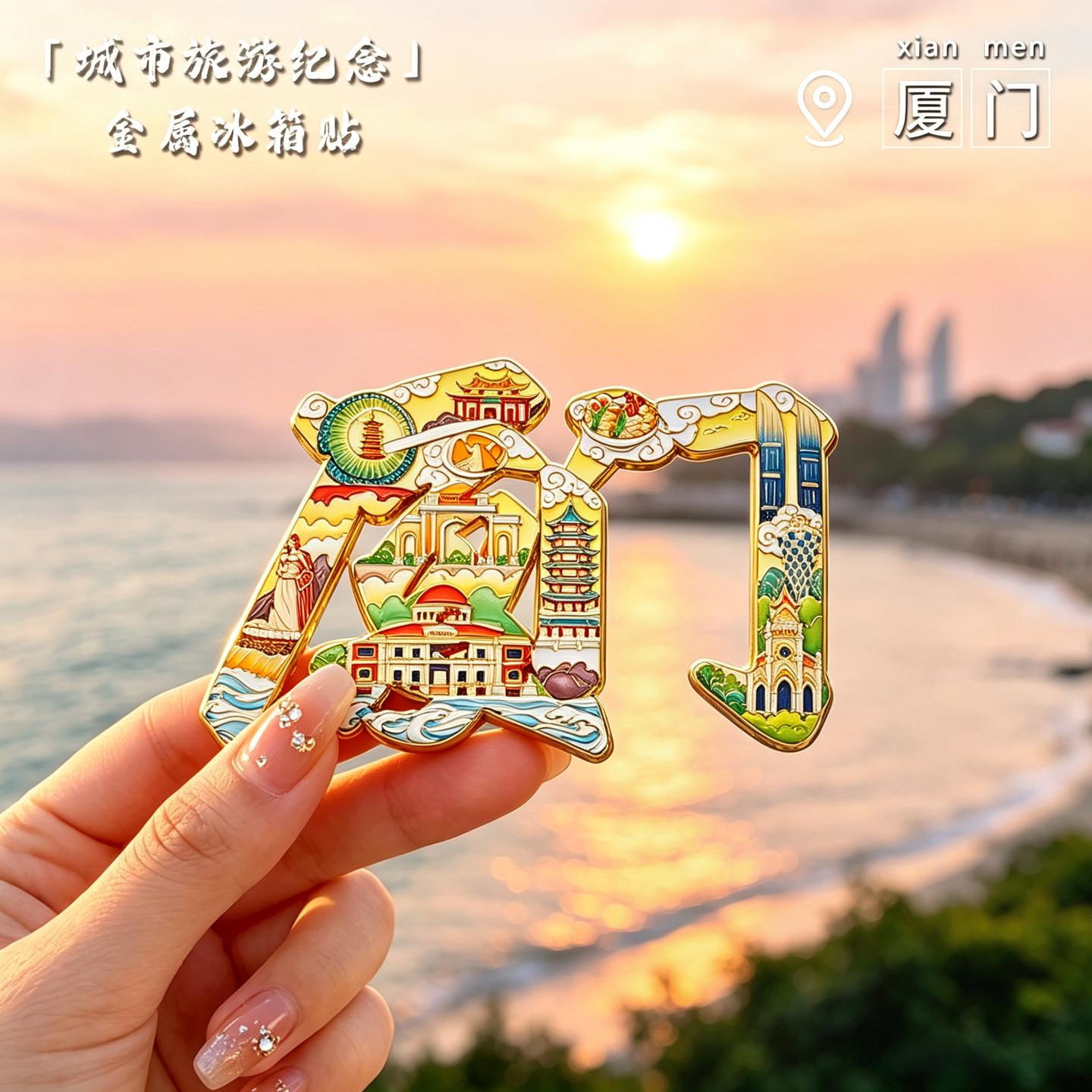 厦门文创冰箱贴旅游城市纪念品伴手礼金属强磁吸贴收藏互送小礼物