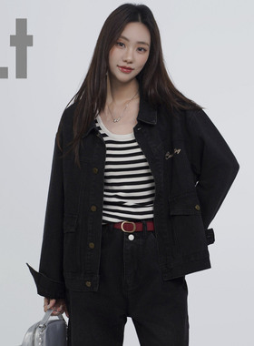 it ccaabb复古牛仔外套女翻领夹克春秋新款百搭气质时尚上衣