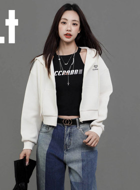 it ccaabb新款百搭开衫卫衣女休闲设计春秋拉链连帽衫气质时尚