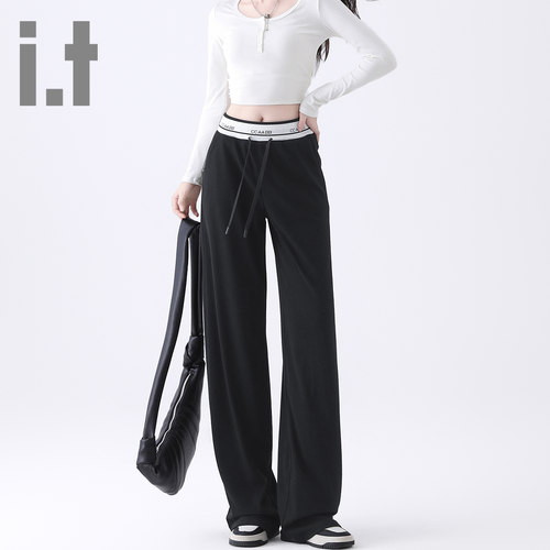 it ccaabb微喇牛仔裤女修身显瘦春秋高腰百搭烫钻毛边喇叭裤K