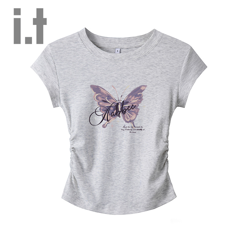 itccaabb灰色小众夏季短袖T恤