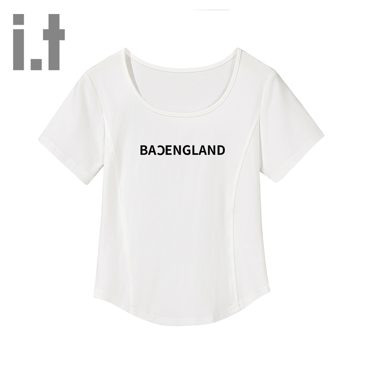 it ccaabb韩版白色方领露锁骨短袖t恤女2025夏季新款小个子上衣K