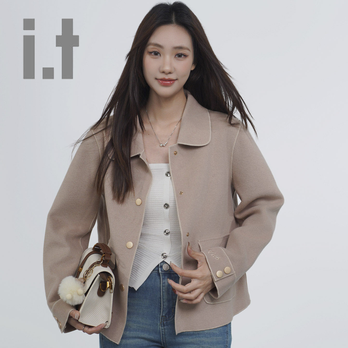 it ccaabb春秋女式外套西装领短款风外套女气质时尚上衣百搭