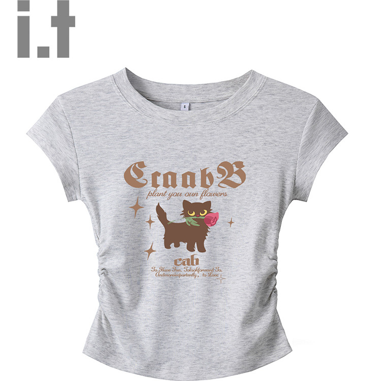 i.t夏季短袖小猫印花T恤