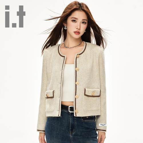 it ccaabb小香风短款外套女2025春秋款气质名媛风通勤上衣外套K