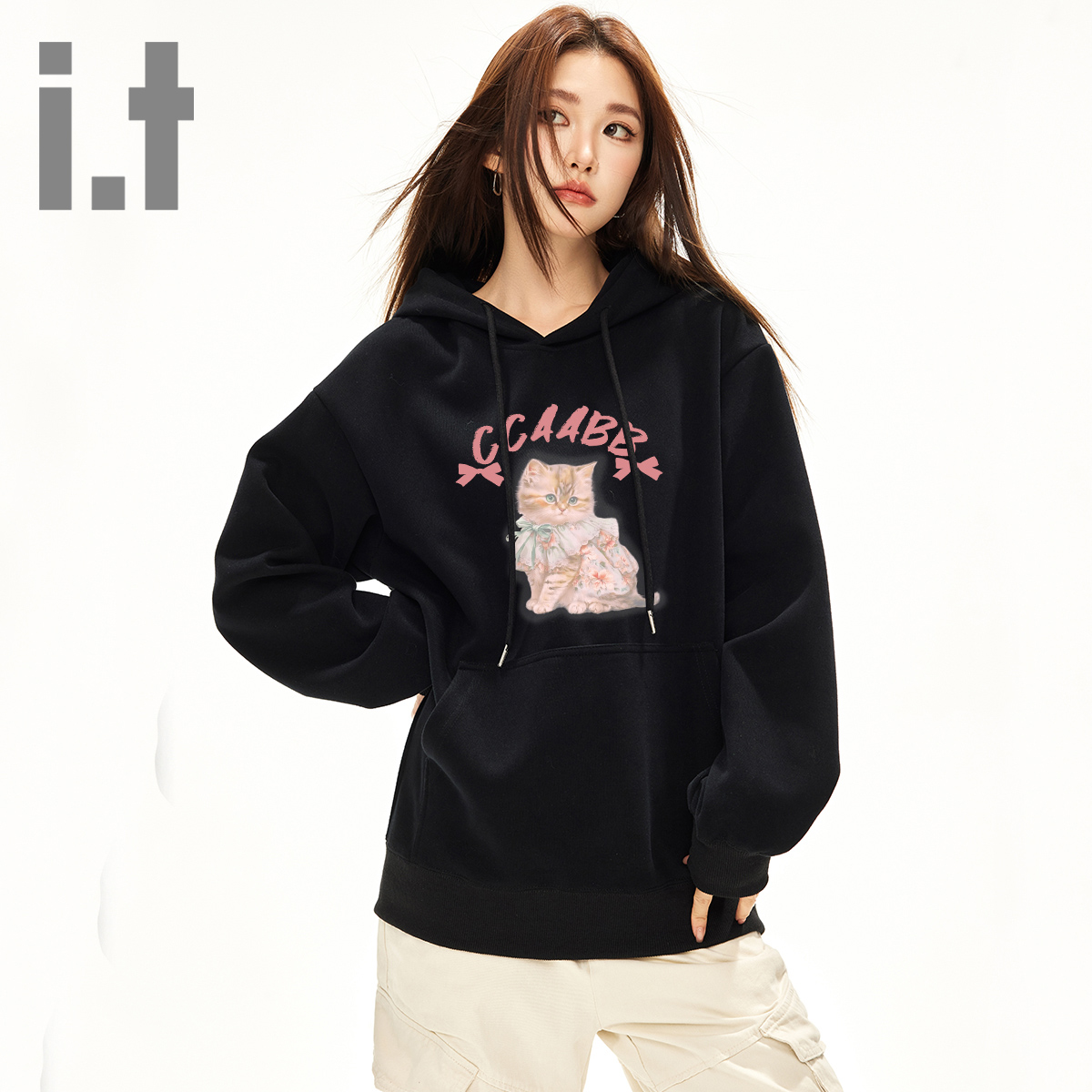 it ccaabb美式连帽卫衣女装2025春秋季新款长袖百搭设计休闲上衣K