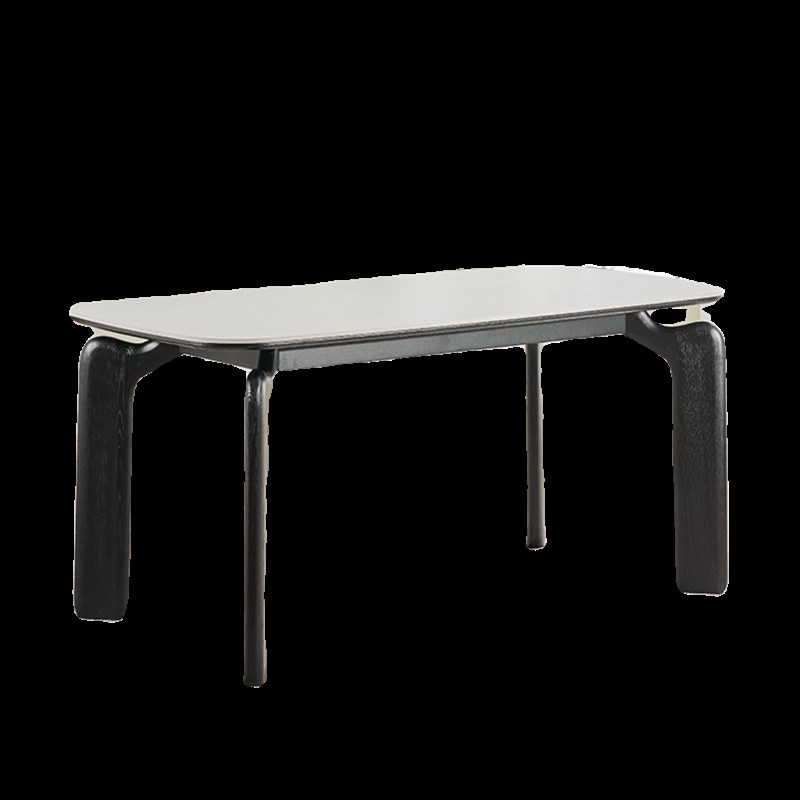 德利丰岩板奶油风餐桌 白蜡木大象腿饭桌 小户型家用桌子新款