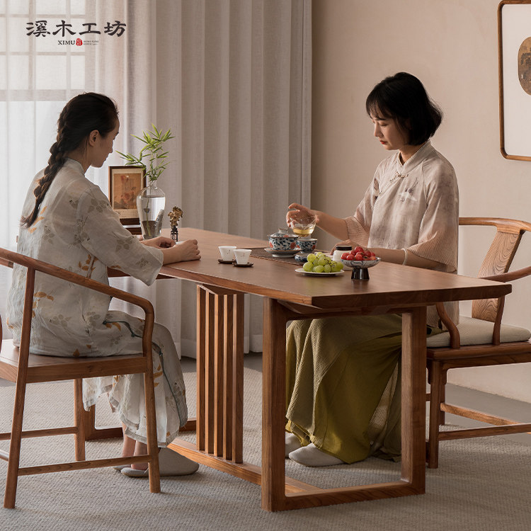 新实木大板茶桌老榆木办公客厅书房电脑桌书画桌书桌