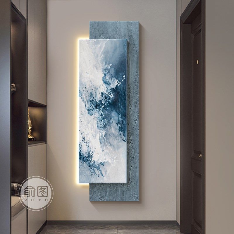 抽象玄关装饰画极简走廊尽头高级感挂画入户正对墙砂岩发光壁画,家居饰品,氛围画/灯画,淘宝优惠券,粉丝福利购,淘宝优惠卷