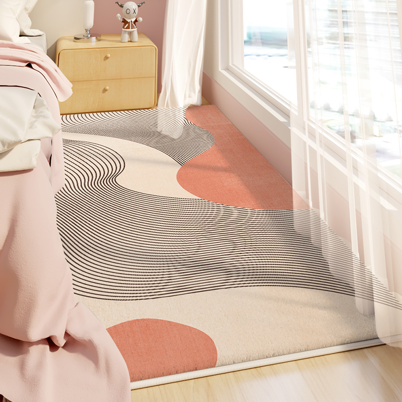 卧床边地毯卧室床前毯in风客厅女孩房间加厚床头床尾长条地垫