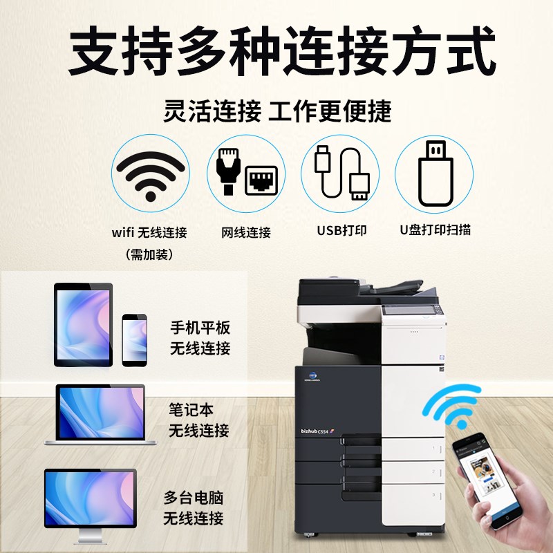 柯美C368彩色复印机A3大型办公打印机黑白激光扫描一体机高速C754