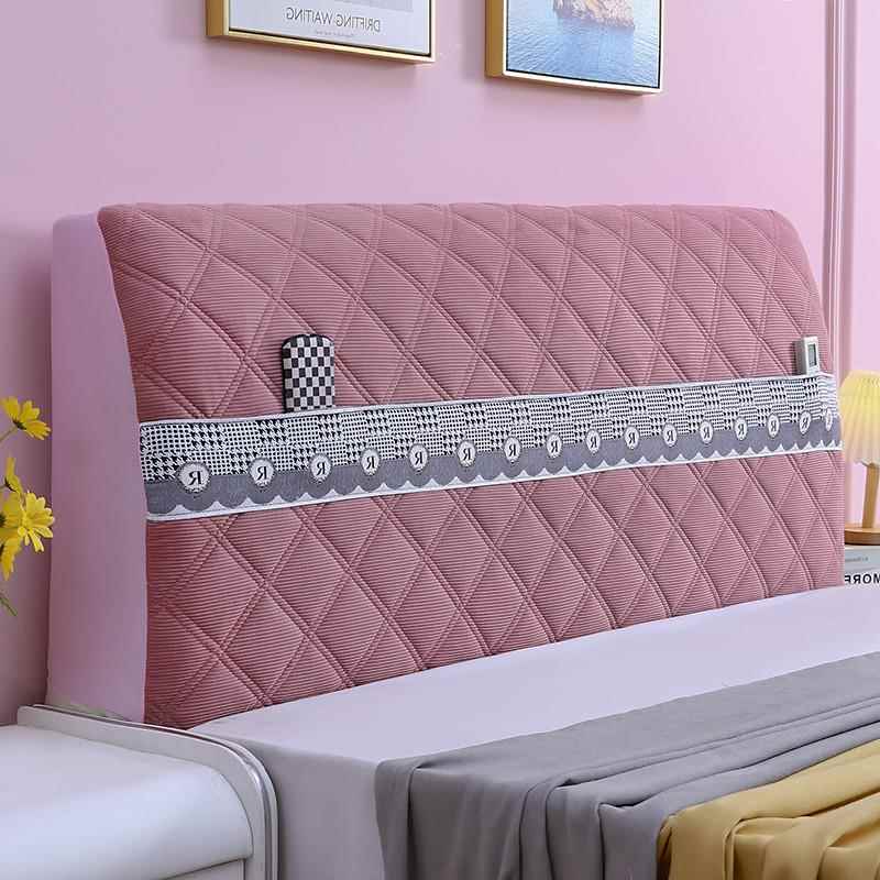 加厚夹棉防尘法兰绒床头罩全包床头欧式韩式弹力布床头罩